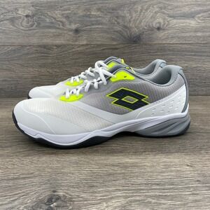Lotto Performance Mens Tennis Shoes White Grey Neon Yellow 220551 XW 12.5